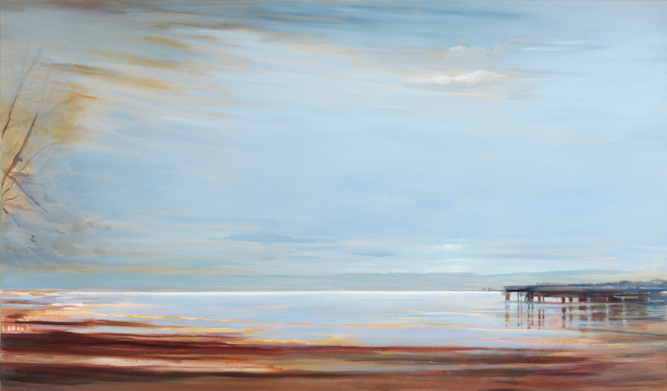 Sibylle Prange, Seesteg, 2019, Öl auf Leinwand, 100 x 170 cm